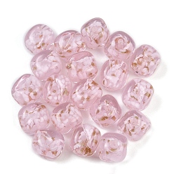 Бледно-Розовый Бусины ручной работы бусины золотого песка, cloumn, розовый жемчуг, 12x11 мм, отверстие : 1.6~1.8 мм