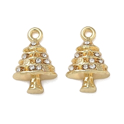 Рождественская елка Рождественские подвески из сплава с кристаллами и стразами, без свинца и без кадмия, золотые, рождественская елка, 16.5x10.5x5 мм, отверстие : 1.5 мм