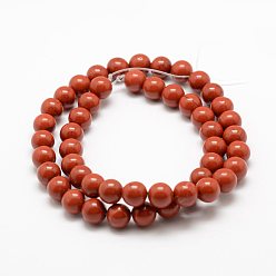 Red Jasper Natural Red Jasper Beads Strands, Grade AA, Round, 4mm, Hole: 0.8mm, about 95pcs/strand, 15.5 inch(39cm)