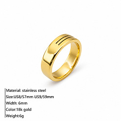 Настоящее золото 18K 316l хирургические кольца из нержавеющей стали для мужчин, полоса, широкая полоса кольца, реальный 18 k позолоченный, внутренний диаметр: 18.2 мм