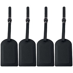 Черный Багажная бирка из искусственной кожи 4шт., с застежкой железа, этикетки для путешествий, бирки с именами чемоданов, чёрные, 111x70 мм