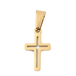 Золотой 316 подвески из нержавеющей стали, лазерная резка, крест очарование, ионное покрытие (ip), золотые, 17.5x10x1 мм, отверстие : 7x3 мм