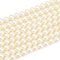 Бежевый Матовые бусы пряди стекла жемчуг, круглые, бежевые, 8 мм, отверстие : 0.7 мм, около 51~52 шт / нитка, 15.94~16.02'' (40.5~40.7 см)