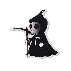 Skeleton Акриловые подвески с принтом на хэллоуин, скелет, 38x39x2.5 мм, отверстие : 1.8 мм