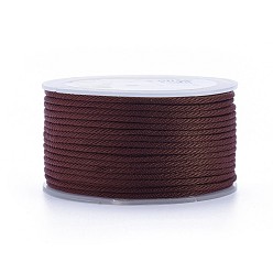 Brown Polyester Braided Cords, for Jewelry Making Beading Crafting, Brown, 2mm, about 21.87 yards(20m)/roll