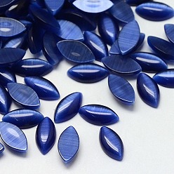 Midnight Blue Cat Eye Cabochons, Horse Eye, Midnight Blue, 20x10x3mm
