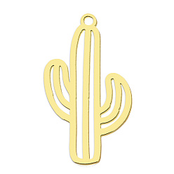 Золотой 201 подвески из нержавеющей стали, лазерная резка, вакуумное покрытие pvd, кактус, золотые, 27x15x1 мм, отверстие : 1.6 мм