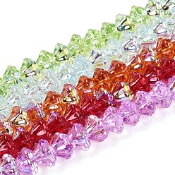 Gemischte Farbe Glasperlen, Blume, Gemischte Farbe, 5.5~6.5x8~8.5x8~8.5 mm, Bohrung: 1~1.2 mm, ca. 100 Stk. / Strang, 21.26~21.65 Zoll (54~55 cm)