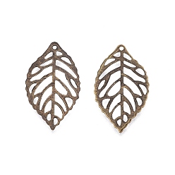 Античная Бронза Железные филигранные столярные подвески, гравированные металлические украшения, лист, античная бронза, 23.5x13.5x0.2 мм