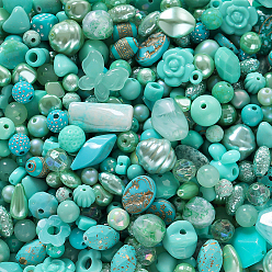 Бирюза 4 мешки акриловые бусины, разнообразные, бирюзовые, 5.5~24x5.5~24x2~16 мм, отверстие : 1.2~3.5 мм