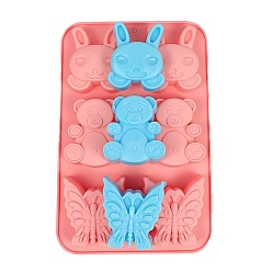 Salmon Food Grade Rabbit Butterfly DIY Silicone Mousse Molds, Fondant Molds, Resin Casting Molds, for Chocolate, Candy Making, Salmon, 256x167mm, Inner Diameter: 67~70x60~64mm