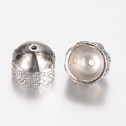 Античное Серебро Концевики для шнура, сплав, тибетский стиль, Торцевые крышки, античное серебро, 12x10 мм, отверстие : 1 мм, внутренний диаметр: 9 мм