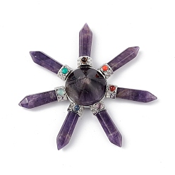 Аметист Чакра природный аметист энергетическая башня пирамида, 7 точечная башня, шестигранная призма, орнамент, излучатель энергии для медитации, 101~106x20.5 мм