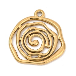 Настоящее золото 18K 304 подвески из нержавеющей стали, ионное покрытие (ip), вихревое очарование, реальный 18 k позолоченный, 23x22.5x1.5 мм, отверстие : 1.8 мм