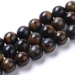 Тигровый глаз Класс аб натуральный голубой тигровый глаз бус пряди, круглые, 14 мм, отверстие : 1.6 мм, около 28 шт / нитка, 15.35 дюйм (39 см)