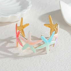 Морская звезда Океан 304 эмалированные браслеты-манжеты из нержавеющей стали для женщин, с блеском порошок, морская звезда, внутренний диаметр: 2-1/8 дюйм (5.4 см), 31 мм