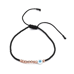 Фора Регулируемый браслет из бисера из смолы, пластика и семян миюки, плетеный из бисера для женщин, оранжевые, внутренний диаметр: 2~3-1/8 дюйм (5~8 см)