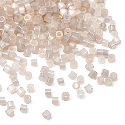 Beige Glass Seed Beads, Imitation Cat Eye Beads, Column, Beige, 1.6x1mm, Hole: 0.8mm, about 900pcs/bag