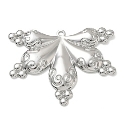 Couleur Acier Inoxydable 304 en acier inoxydable gros pendentifs, charmes de feuilles, couleur inox, 57.5x74x5mm, Trou: 3mm
