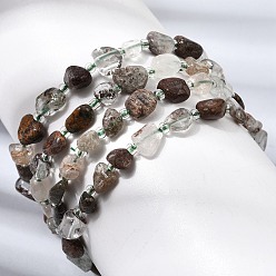 Quartz Lodolite Bracelets en perles de quartz lodolite naturel, bracelets élastiques, diamètre intérieur: 2.17 pouce (5.5 cm), perle: 4.5~13x4~8.5x3~6 mm