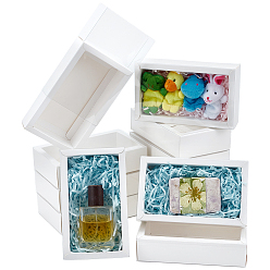 Белый Складные креативные ящики из крафт-бумаги с прозрачным покрытием из ПВХ, прямоугольные, белые, 17.2x10.1x4.2 см