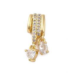 Настоящее золото 18K Латунные поручни из кубического циркония с микропаве, без кадмия, без никеля и без свинца, реальный 18 k позолоченный, 20x8x6 мм, отверстие : 6.5x3.5 мм
