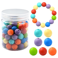 (52) Непрозрачная лаванда 70шт 7 стили круглые пищевые экологически чистые силиконовые бусины, разноцветные, 11.5~12 мм, отверстие : 2 мм, 10 шт / стиль