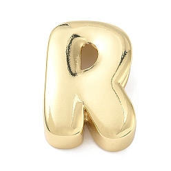 Letter R Латунные бусины с инициалами, реальный 18 k позолоченный, долговечный, стойки покрытие, без свинца и без кадмия, Буква R, 21x15x7 мм, отверстие : 8.5x4.5 мм