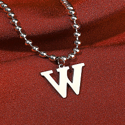 Letter W Браслеты на ногу с подвеской из сплава в виде шариковой цепи, браслеты с буквенным амулетом, платина, Буква W, 7-7/8 дюйм (200 мм)