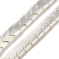 с Покрытием Серебра Гальванические нити из синтетических немагнитных гематитовых бусин, форма волны, 2-луночное, со серебряным покрытием, 8x8x3 мм, отверстие : 1 мм, около 71 шт / нитка, 15.75'' (40 см)