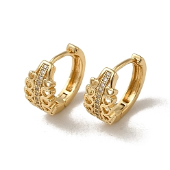 Light Gold Pendiente de aro de micro circonio cúbico de latón, corazón, la luz de oro, 15x8 mm