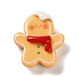 Gingerbread Man Рождественская тема, непрозрачная смола, декодированные кабошоны, для изготовления ювелирных изделий, Колобок, 24.5x22x8.5 мм