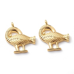 Настоящее золото 18K Латунные подвески, долговечный, адинкра символы санкофа, реальный 18 k позолоченный, 18.5x15.5x2.3 мм, отверстие : 1.5 мм