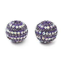 Хрусталь AB Полосатый узор полимерная глина стразы бусины, круглые, дискотечный шар бисер, хрусталь AB, 16x15.5 мм, отверстие : 1.5 мм