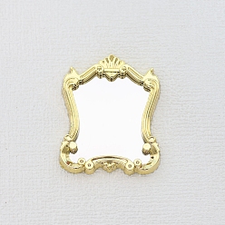 Золотистый Модель мини-зеркала из смолы, аксессуары для кукольного домика с микро-ландшафтом, притворяясь опорными украшениями, золотые, 67x54 мм