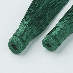 Dark Green Nylon Tassels Big Pendant Decorations, Dark Green, 120x10mm, Hole: 5mm