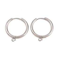 Нержавеющая Сталь Цвет 316 серьги с обручем из нержавеющей стали, с петлей, долговечный, цвет нержавеющей стали, 23x2.5 мм, отверстие : 2.5 мм, штифты : 1 мм