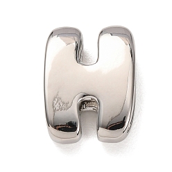 Letter H Латунные бусины, долговечный, стойки покрытие, без свинца и без кадмия, платина, Письмо ч, 21x15.5x7 мм, отверстие : 18x4 мм