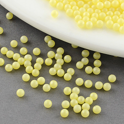 Yellow ABS Plastic Imitation Pearl Beads, Matte Style, No Hole, Round, Yellow, 3mm, about 10000pcs/bag