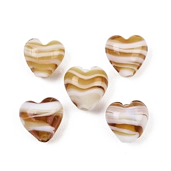 Перу Бусины лэмпворк , сердце с полосой, Перу, 12~13x12~13x8~8.5 мм, отверстие : 1.6~1.8 мм