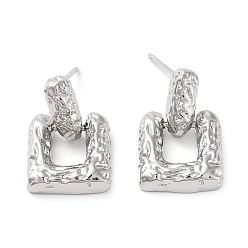 Платина Серьги латунные гвоздики, долговечный, без свинца и без кадмия, квадратный, платина, 19x12 мм