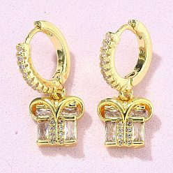 Прозрачный Подарочные латунные серьги-кольца с микропаве из кубического циркония, стойки покрытие, прочное покрытие, без кадмия и без свинца, реальный 18 k позолоченный, прозрачные, 23x10 мм