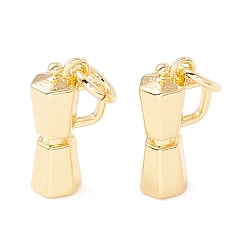 Настоящее золото 18K Латунные подвески, с прыжковых колец, без кадмия и без свинца, долговечный, кофейник, реальный 18 k позолоченный, 13x7x4 мм, отверстие : 3 мм