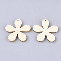 Льняное Полотно Деревянные подвески, цветок, белье, 42.5~43.5x44.5~45.5x4 мм, отверстие : 1.5 мм