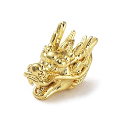 Золотой Латунная бусина с покрытием стойки, без кадмия и без свинца, долговечный, бусины с большим отверстием, голова дракона, золотые, 25x15x15 мм, отверстие : 4 мм