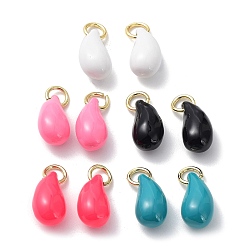 (52) Непрозрачная лаванда Латунные подвески, с эмалью, без свинца и без кадмия, слеза, разноцветные, 12x6x7 мм, отверстие : 3.4 мм