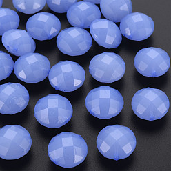 Medium Slate Blue Imitation Jelly Acrylic Beads, Faceted, Flat Round, Medium Slate Blue, 18.5x12.5mm, Hole: 1.5mm, about 220pcs/500g