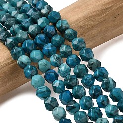 чирок Натуральная карта каменные бусы пряди, звезды вырезать круглые бусы, окрашенная и подогревом, граненые, зелено-синие, 5~6x5~6x5~6 мм, отверстие : 1~1.2 мм, около 64~68 шт / нитка, 14.80''~15.04'' (37.6~38.2 см)
