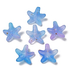 Васильковый Непрозрачные акриловые бусины, морская звезда, с золотой порошок, васильковый, 18x19x9 мм, отверстие : 1.6 мм, Около 375 шт / 500 г