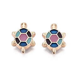 Средний Фиолетовый Рейка покрытие сплава эмалевые бусины, черепаха, без кадмия и без свинца и без никеля, золотые, средне фиолетовый, 13x10x4 мм, отверстие : 1.6 мм